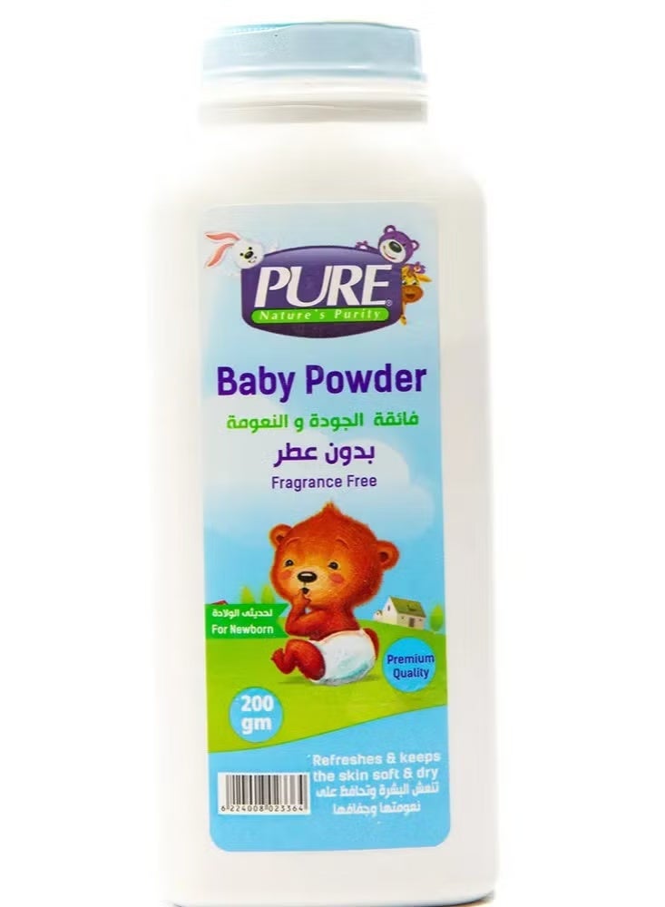 Pure Baby Powder Fragrance Free - Gentle Protection for Sensitive Skin - 200gm
